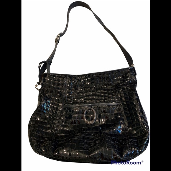 Brighton Leather Reptile Shoulder Bag incl matching Organizer Wallet - Picture 1 of 13